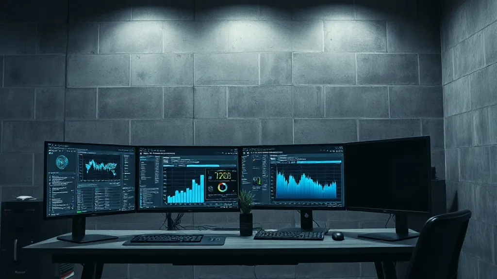 Industrial minimalist workspace with high-end computer monit