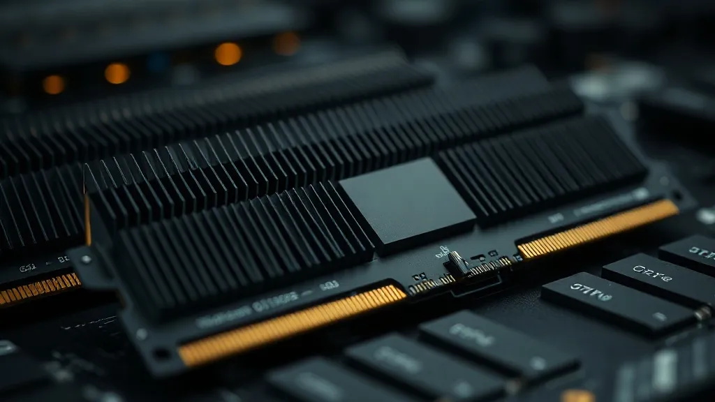 Macro photography of high-end DDR5 RAM sticks with heat spre